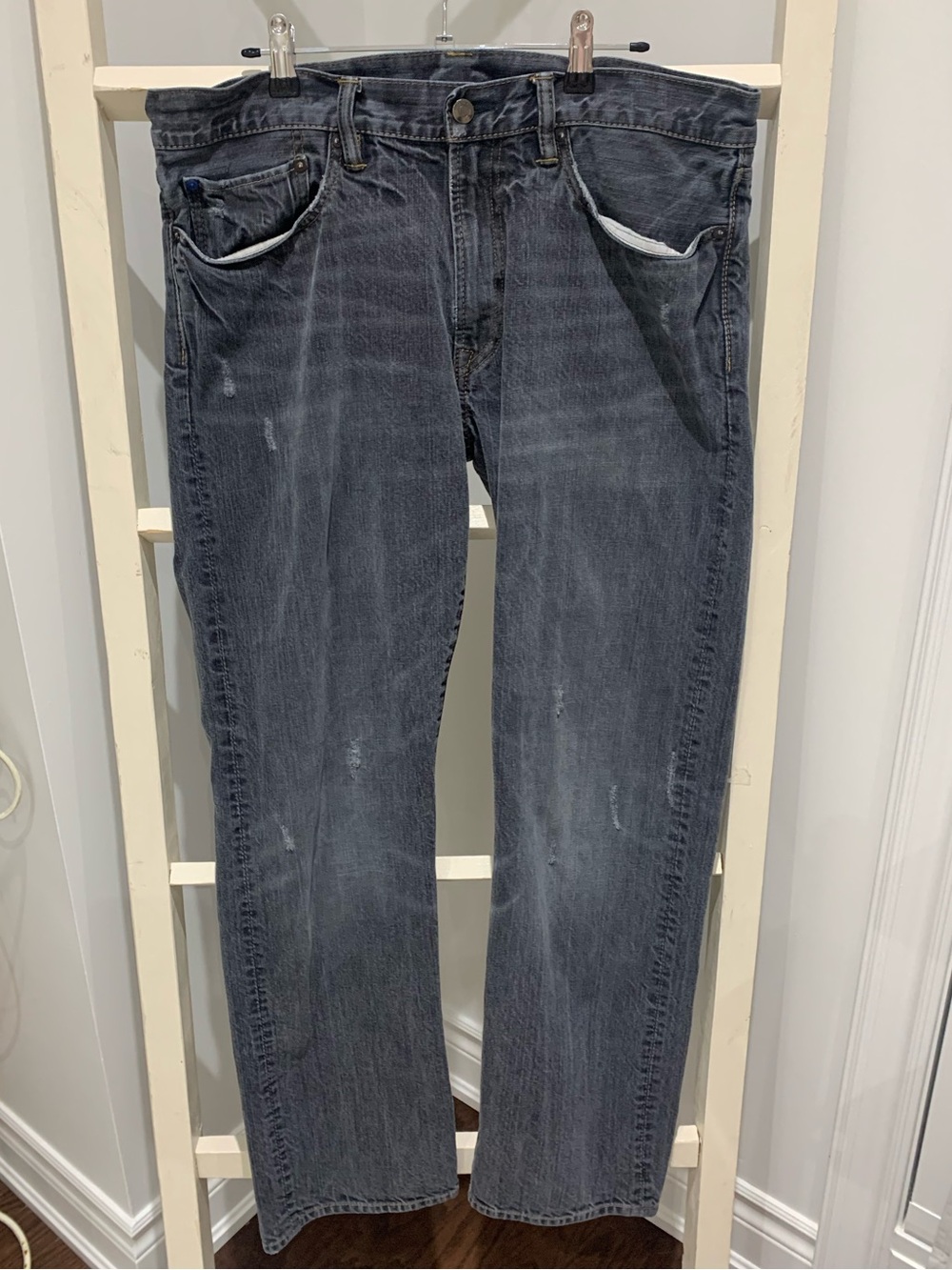 Gap Men's Jeans 1969 Authentic Straight Fit Denim Washed Black Grey